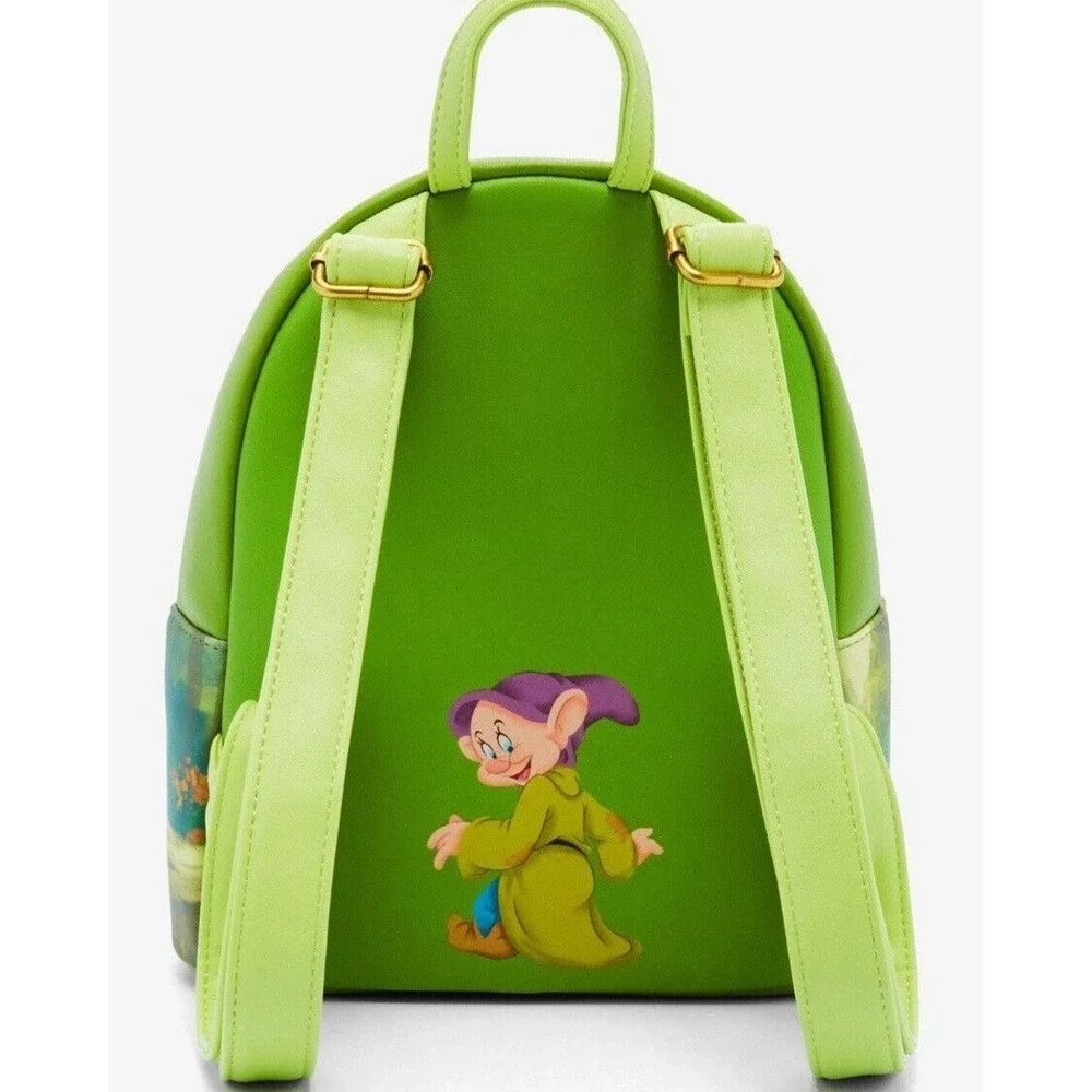NEW Loungefly Disney Snow White & Forest Animals Forest Green Wit Dopey Backpack
